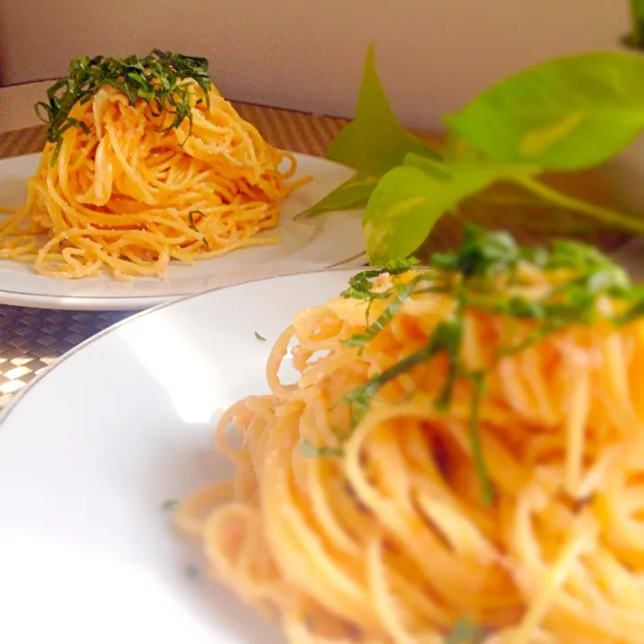 Spaghetti in Japanese cream tarako(cod roe) sauce|Kirk Awiamさん