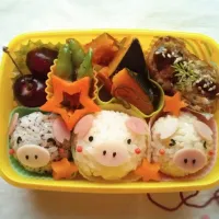 Snapdishの料理写真:三匹の子ぶた弁当|もみさん