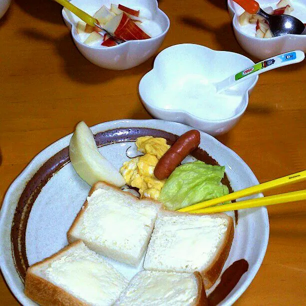 ぼっちゃんの朝食
朝フルーツはりんご|ふみぃさん