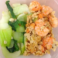 Lunch box 3: stir fried veggie with egg and shrimp|char_pieさん