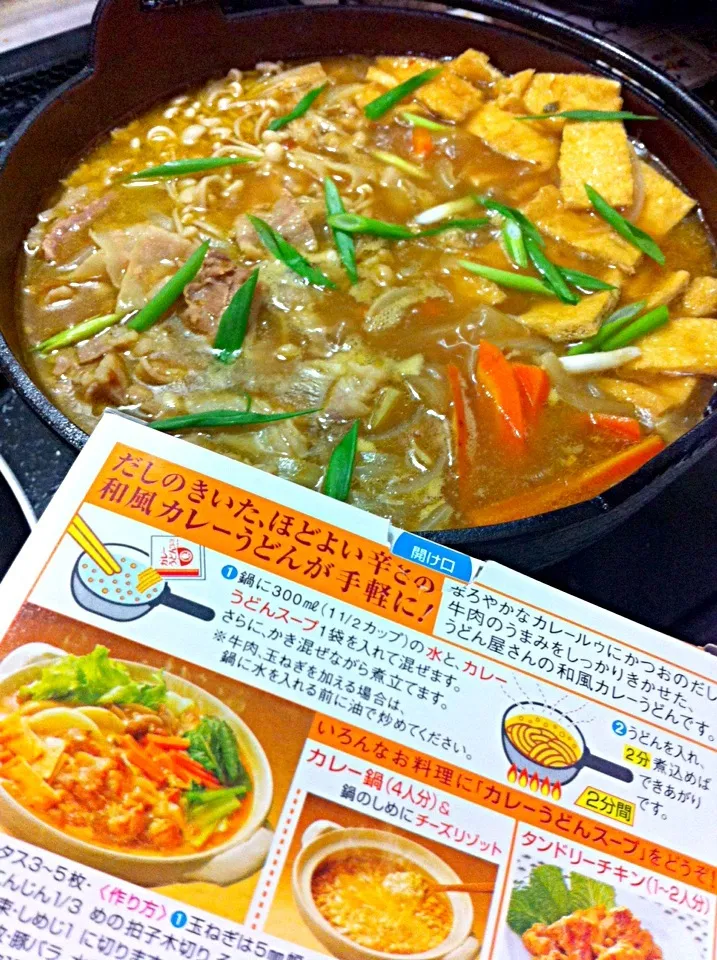 りんちゃんに頂いたヒガシマルカレーうどんスープで、カレー鍋。今日みたいな日にピッタリです。明日は小中学校、台風にて休校です|いよこ🍻さん