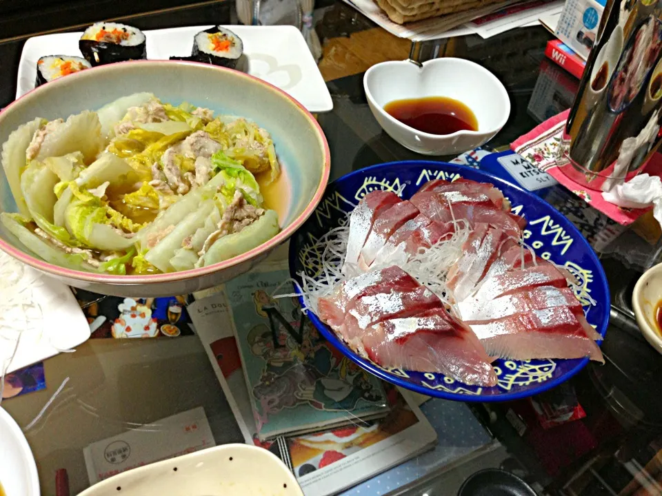 豚肉と白菜のミルフィーユ煮込みハマチとえんがわのお刺身|Mayuさん