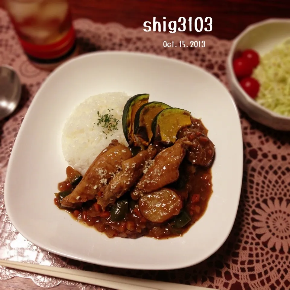 Snapdishの料理写真:若鶏の手羽中カレー|さと⋆さん