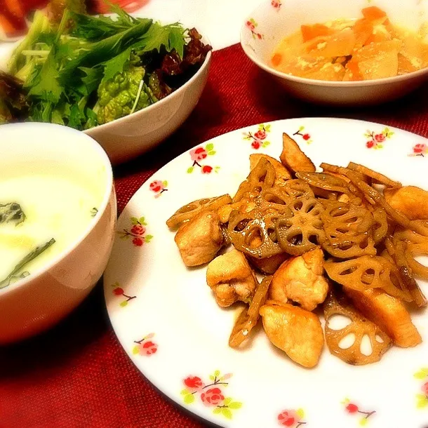 鶏肉とレンコンの甘辛炒め|りなさん