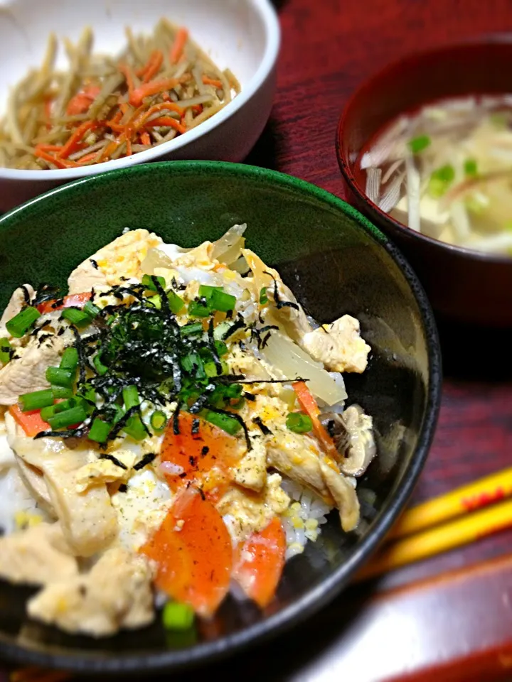 親子丼＆みょうがと豆腐の吸い物|ともえさん