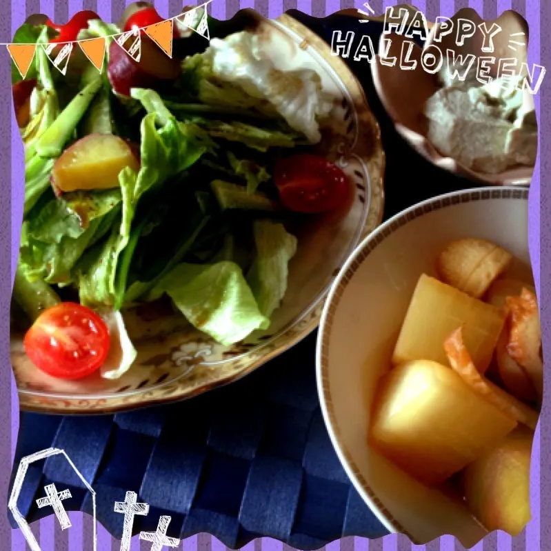 Snapdishの料理写真:大根煮物＊ごま豆腐＊サラダ|MISATO♡さん