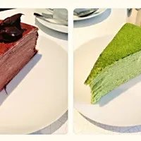 Green tea crepe cake, chocolate crepe cake @Lady M New York|Kathelopeさん