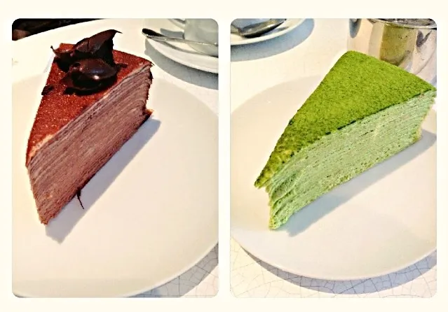 Green tea crepe cake, chocolate crepe cake @Lady M New York|Kathelopeさん