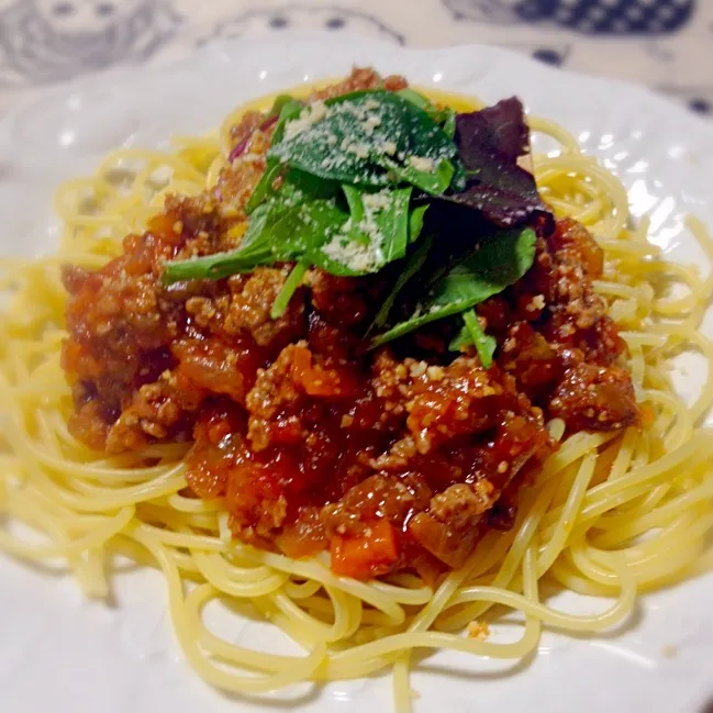 Snapdishの料理写真:具だくさんミートスパ🍝|honamiさん