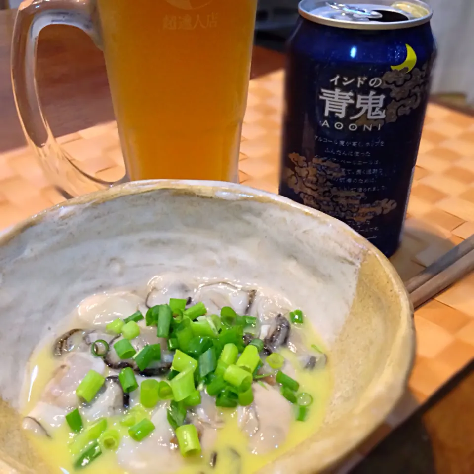 生牡蠣シークワーサー＆青鬼🍺|おかっぴーさん