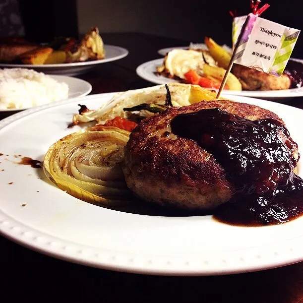 Snapdishの料理写真:Hamburg Steak with Grilled Vege.|Yuka Nakataさん