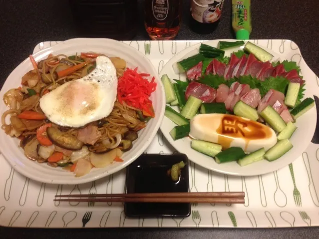 🍳野菜たっぷり焼きそば、鰤のお刺身、きゅうり男奴！✩⃛꒰⁎⁍̴◡⁍̴⁎ ॢ꒱✨|サソリさん