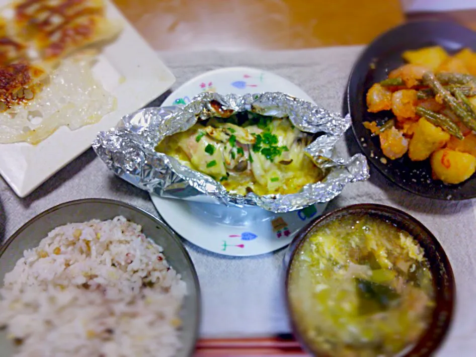 Snapdishの料理写真:鮭のホイル焼きdinner|宗吉純子さん