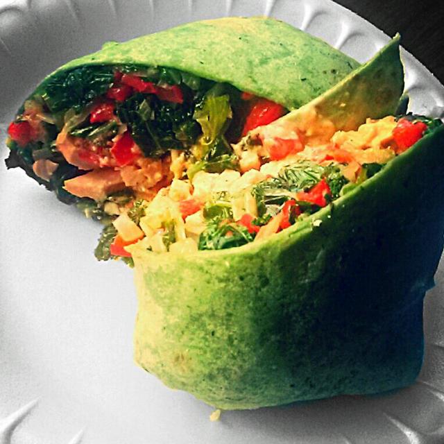 Chicken and Kale Wrap with Wasabi Mustard Dressing/Cyn Jemison