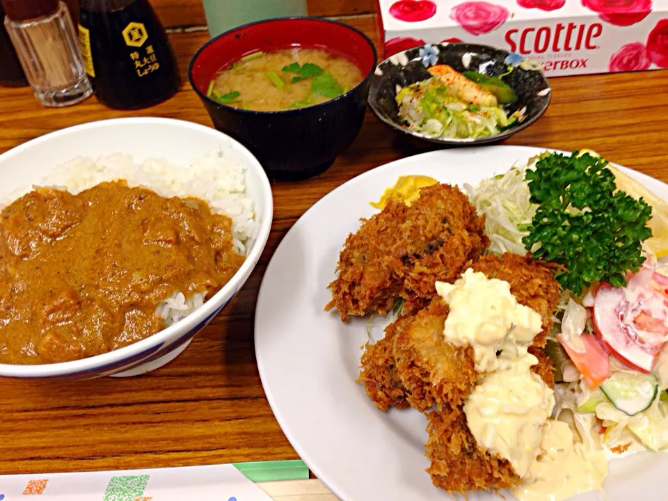 カキフライ定食 カレーかけ|流線形さん