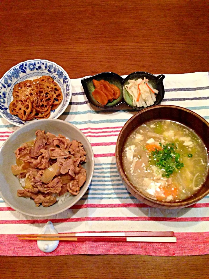 牛丼どーん、けんちん汁|emiさん