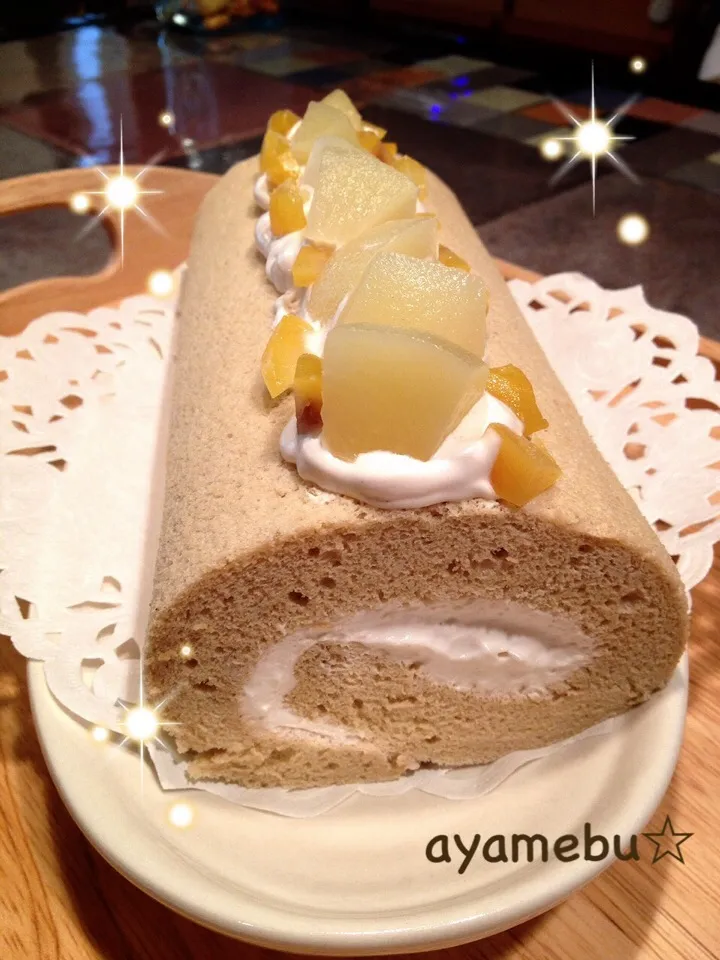 秋ですね〜☆マロンロールケーキ☆|あやめぶさん