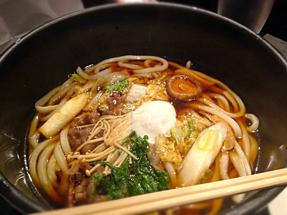 Snapdishの料理写真:近江牛のすき焼きおうどん|まぁさん