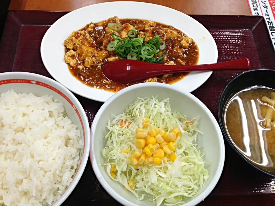 帰りが遅かったから適当な外食。山椒がきいた麻婆豆腐んまい。|liccaさん