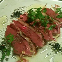 Snapdishの料理写真:鹿肉。ハチミツと炭の塩・|Shima Kobayashiさん