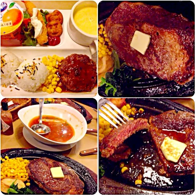 Special Loin,Family Steak&Child hamburg plate🍴特選ﾛｰｽ･ﾌｧﾐﾘｰ(赤身)ｽﾃｰｷ&お子様ﾊﾝﾊﾞｰｸﾞﾌﾟﾚｰﾄ|🌈Ami🍻さん