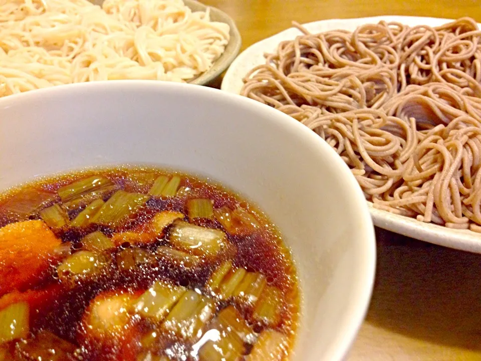 焦がしネギと鶏の温かいつけそばで夕食🍜🍜|かずみさん