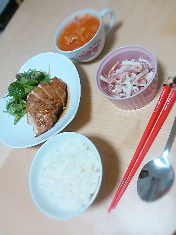 照り焼きチキン＆ミネストローネ|♡りなぷ♡さん