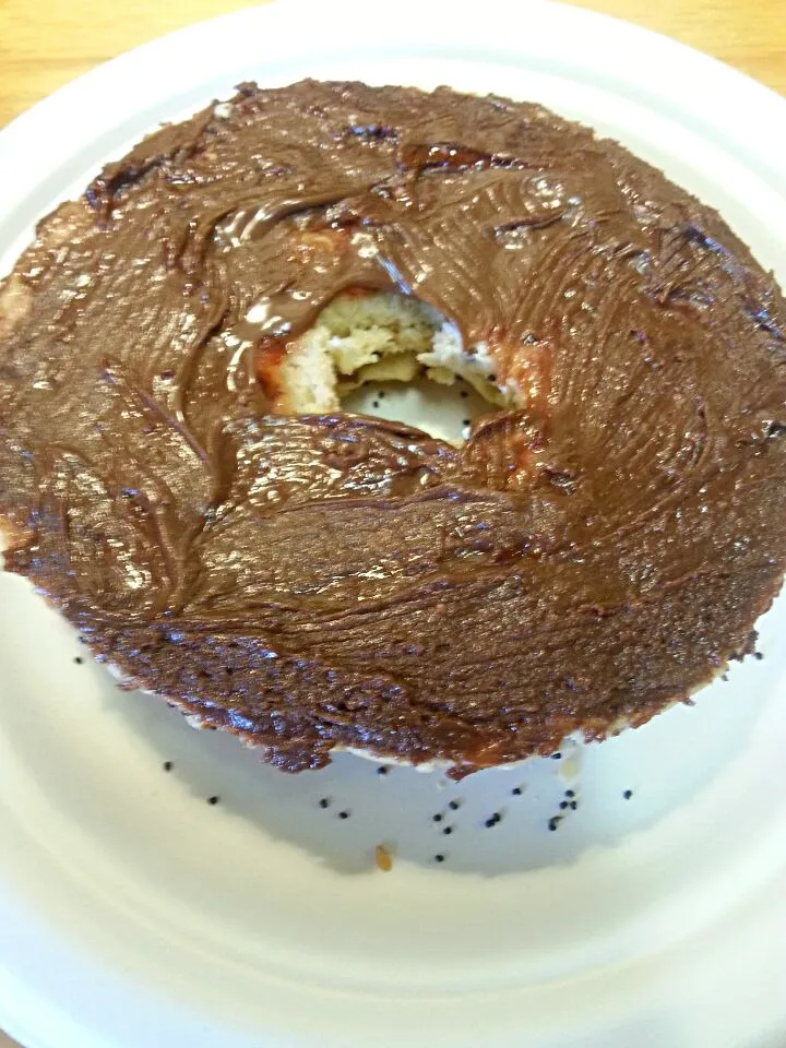 nutella and jam poppyseed bagel|ash tamさん