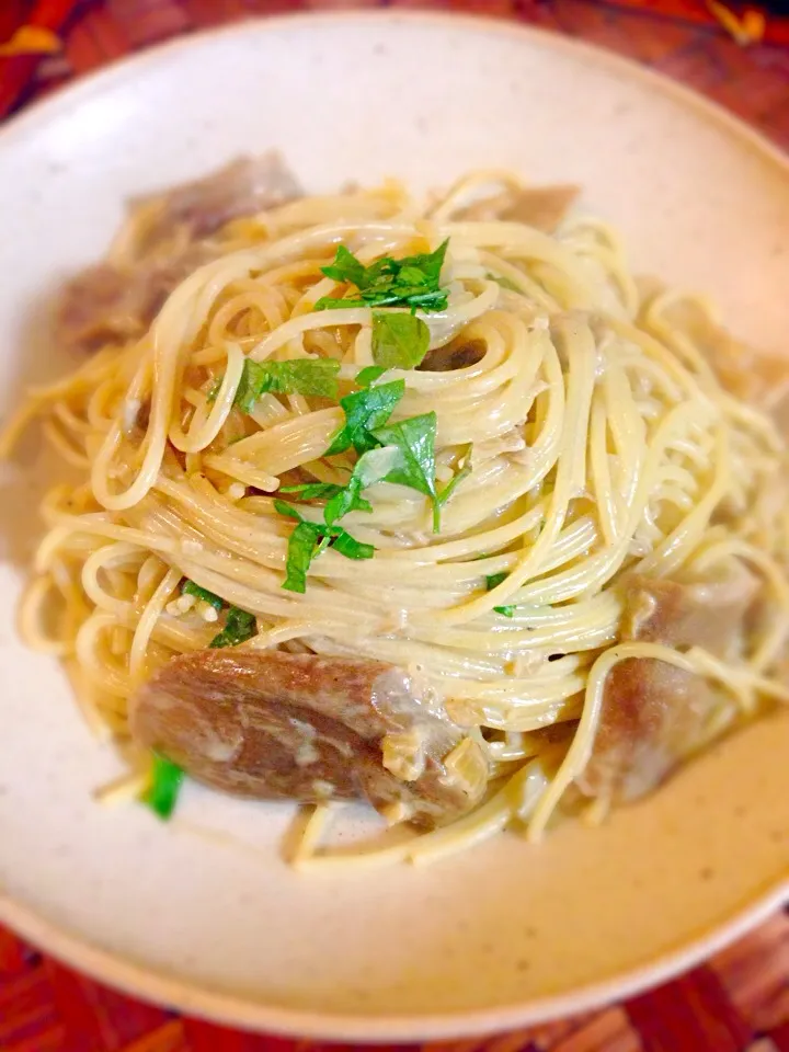 Porcini cream pasta✨ﾎﾟﾙﾁｰﾆｸﾘｰﾑﾊﾟｽﾀ by cheff hubby|🌈Ami🍻さん