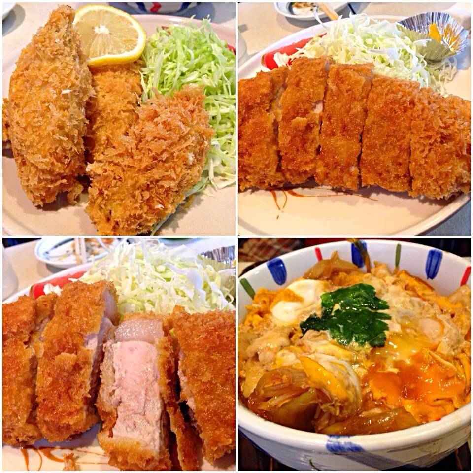 カキフライ、ロースカツ、親子丼|塩豚骨さん