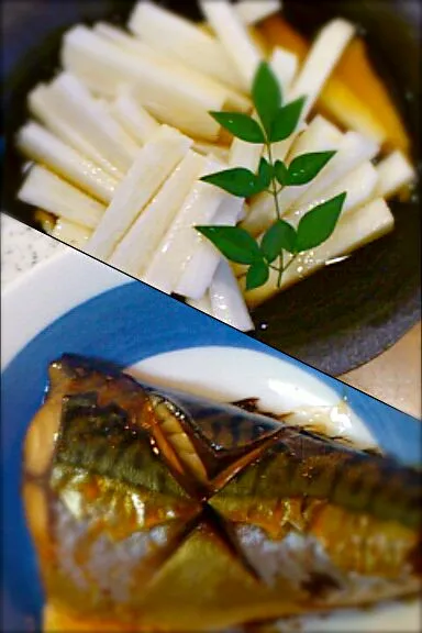 和食ー山芋のめんつゆ漬けと鯖の甘辛醤油煮|ケイさん