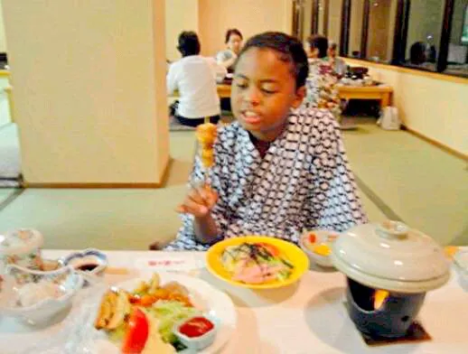 Snapdishの料理写真:Son enjoying his Japanese food  in Japan|mitchellさん