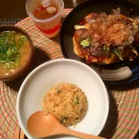 Snapdishの料理写真:Okonomiyaki Dinner (Osaka style)|PinkBarbieさん