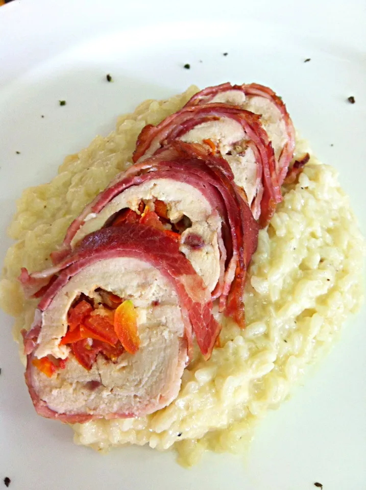 Risotto#bacon chicken roll with balsamic cherry tomato#👌|Harrys Khangさん