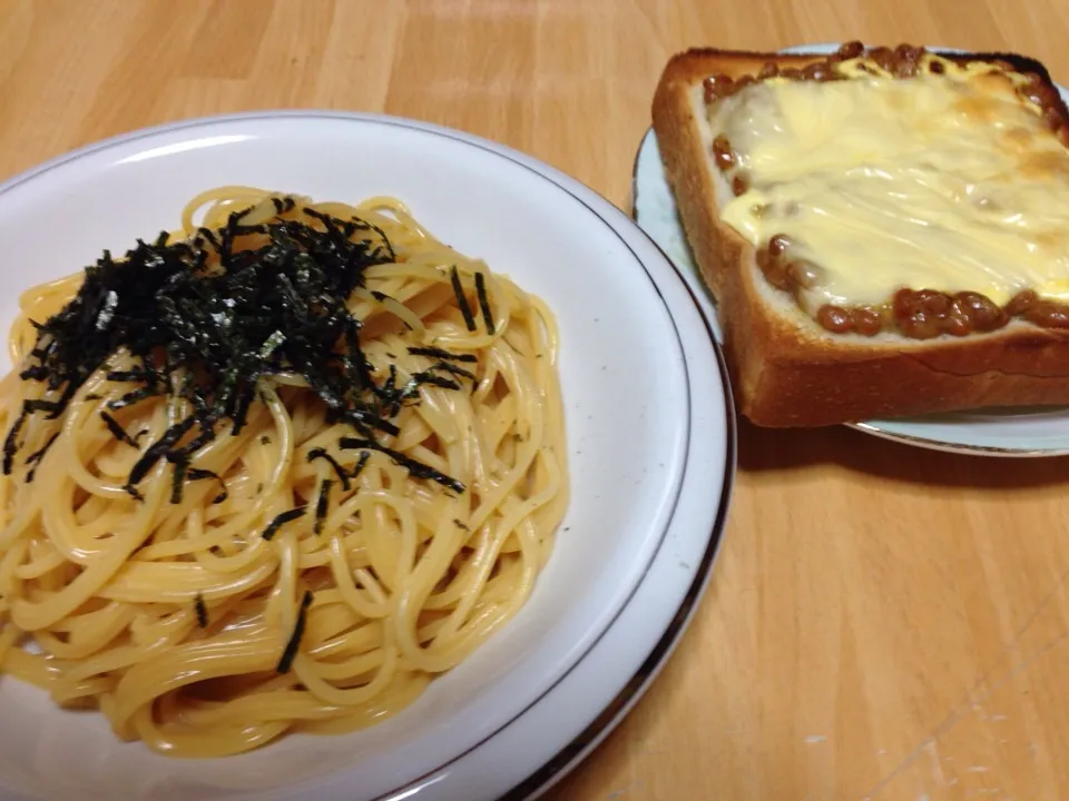 今日の昼食は、うにクリームパスタと納豆チーズトースト|まさとさん