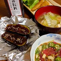 ナスの田楽 マグロの山芋和え 白菜のお味噌汁|富田悦子さん