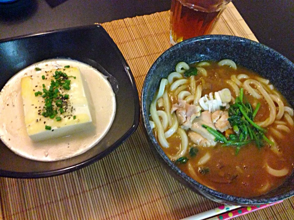 カレーうどん 豆乳とチーズの温やっこ|yaschanさん