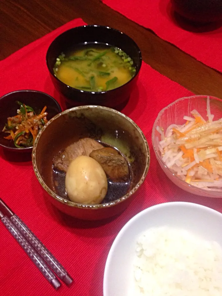 カジキ煮付け味玉&ピーマン人参キンピラ|yuu☆さん