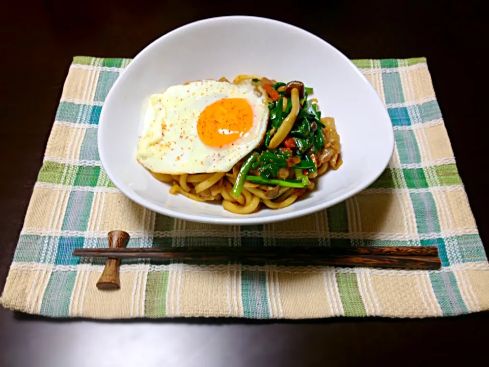 豚ニラ焼きうどん|恭子さん