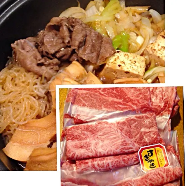 Snapdishの料理写真:高級肉ですき焼きぃ〜‼︎|まつださんさん