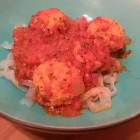 Turkey meatballs over fettuccini miracle noodles|Dawn Genieさん