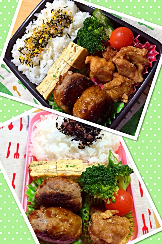 Snapdishの料理写真:唐揚げ＆ハンバーグ弁当|しーさん