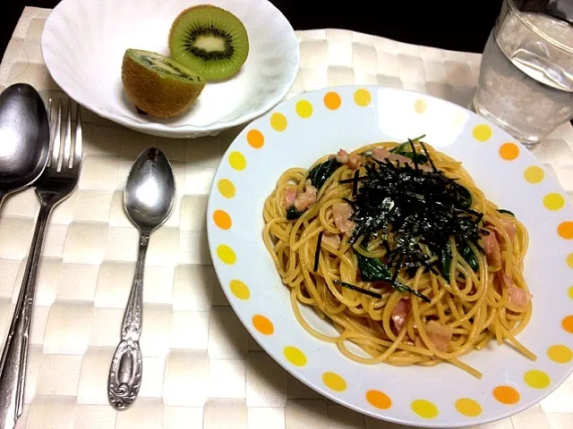 ほうれん草とベーコンの和風パスタ|なつさん