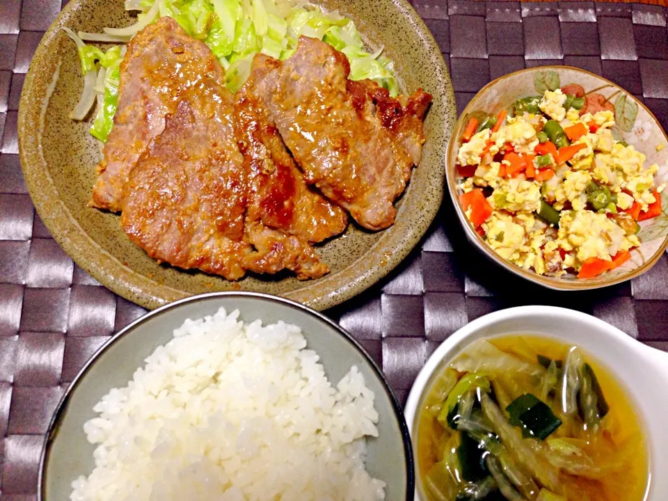 豚肩ロース味噌漬け焼き定食(^｡^)|あっこぷーさん