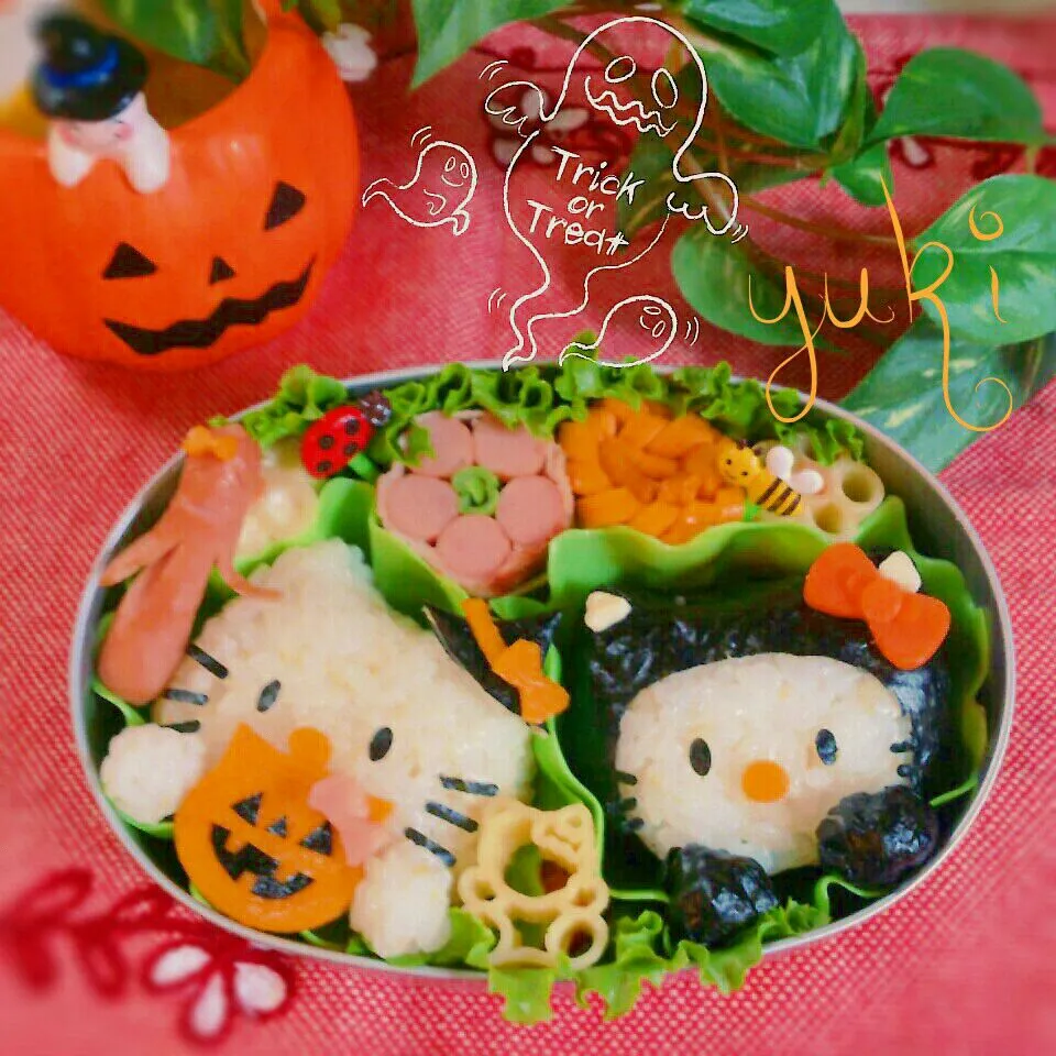 魔女っ子キティちゃん＆黒猫キティちゃんハロウィンお弁当♪|ゆうきさん