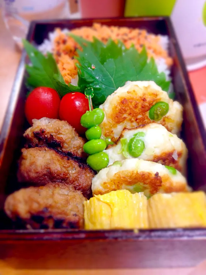 Snapdishの料理写真:78日目(^^;;  イカバーグと蒸しバーグのお弁当。|らぶかさん