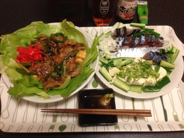 牛肉とニンニクの芽炒め、しめ鯖、冷奴！ ৎ꒰ ¯ิ̑﹃ ¯ิ̑๑꒱ુ ୭✨|サソリさん