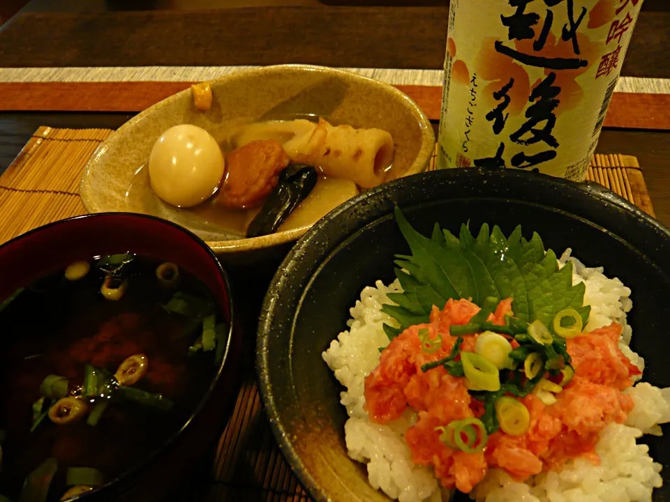 ネギトロ丼、おでん、赤出汁|masakoさん