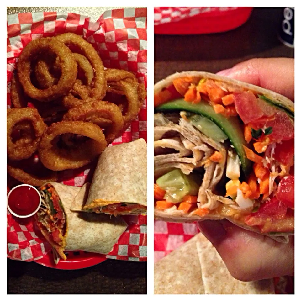 Onion rings and veggie wrap (dinner and late night snack)|joie chowさん