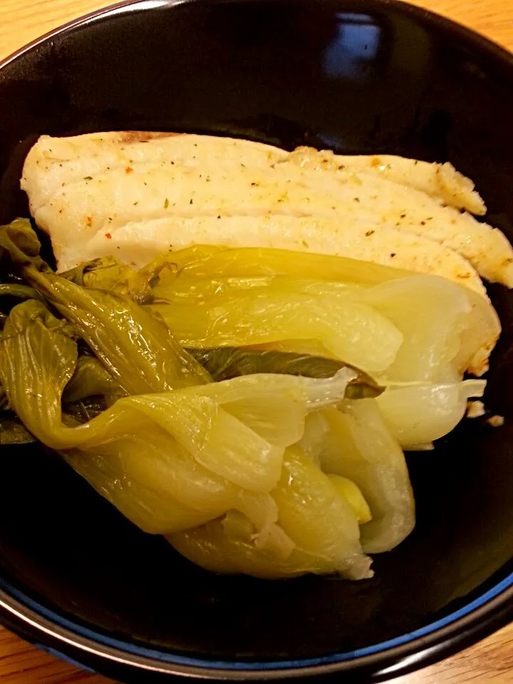 Shanghai bok choi and atlantic fish|ash tamさん